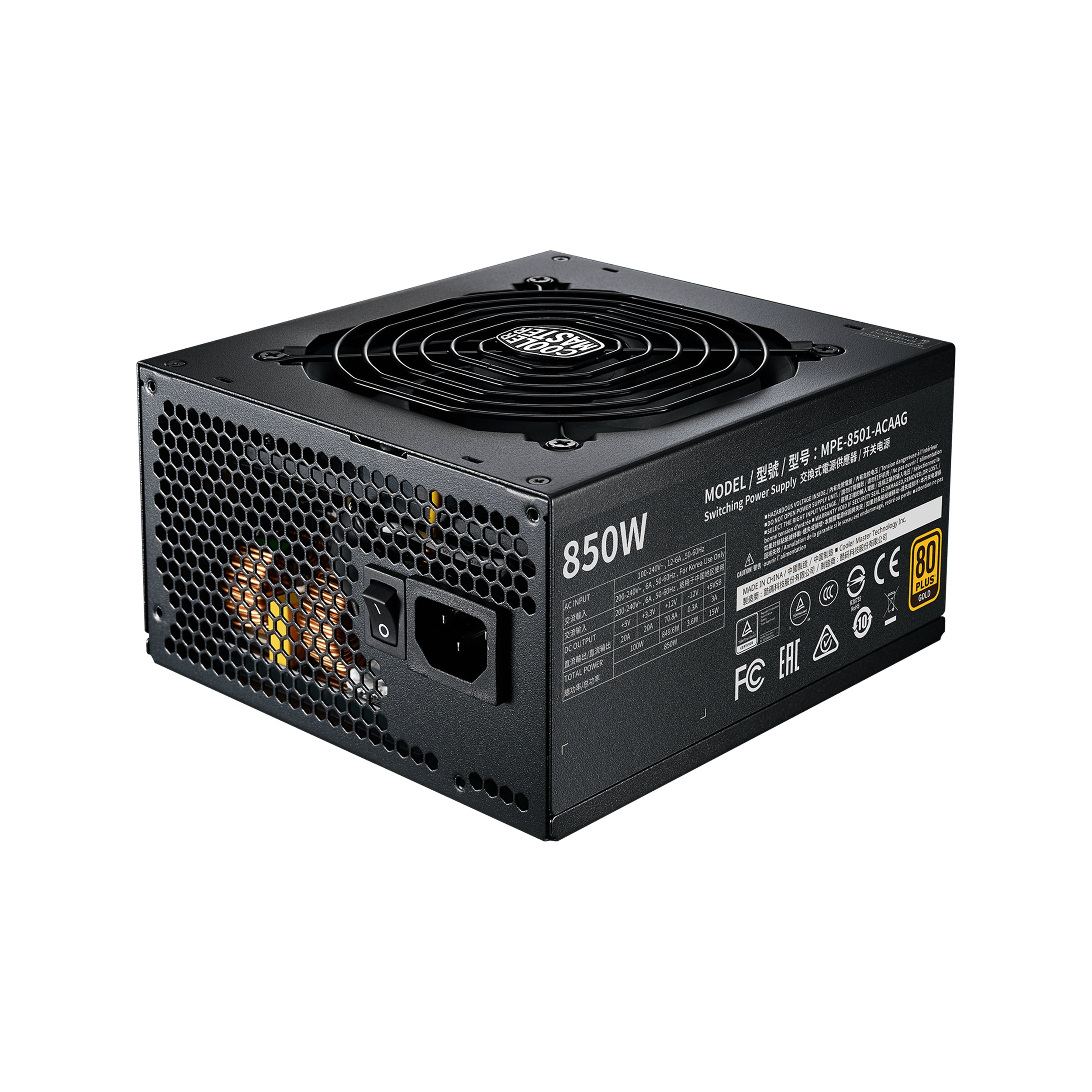 Fuente De Poder Cooler Master Mpe-8501-Afaag-U2 Gaming V2 Full Modular 80 Plus Gold 24-Pines Atx 120Mm 850W