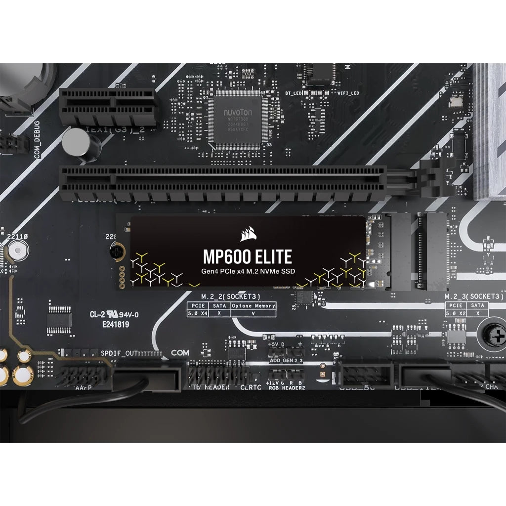 Unidad De Estado Solido Interno Corsair Mp600 Elite 1Tb M.2 2280  Nvme Pcie Gen 4 Lectura 7000Mb/S Escrit 6200Mb/S Sin Disipador  (Cssd-F1000Gbmp600Enh)