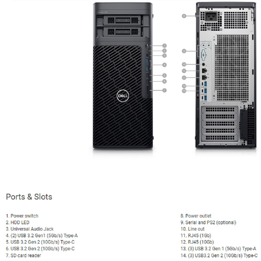 Pc Workstation Dell Precision 5860 Tower | Intel Xeon W3-2423 | 32Gb | 512Gb + 1Tb Nvidia | T1000 8Gb | Win 11 Pro | 3Y Prosupport | Teclado Y Mouse Km5221W | 1004406616186 /1