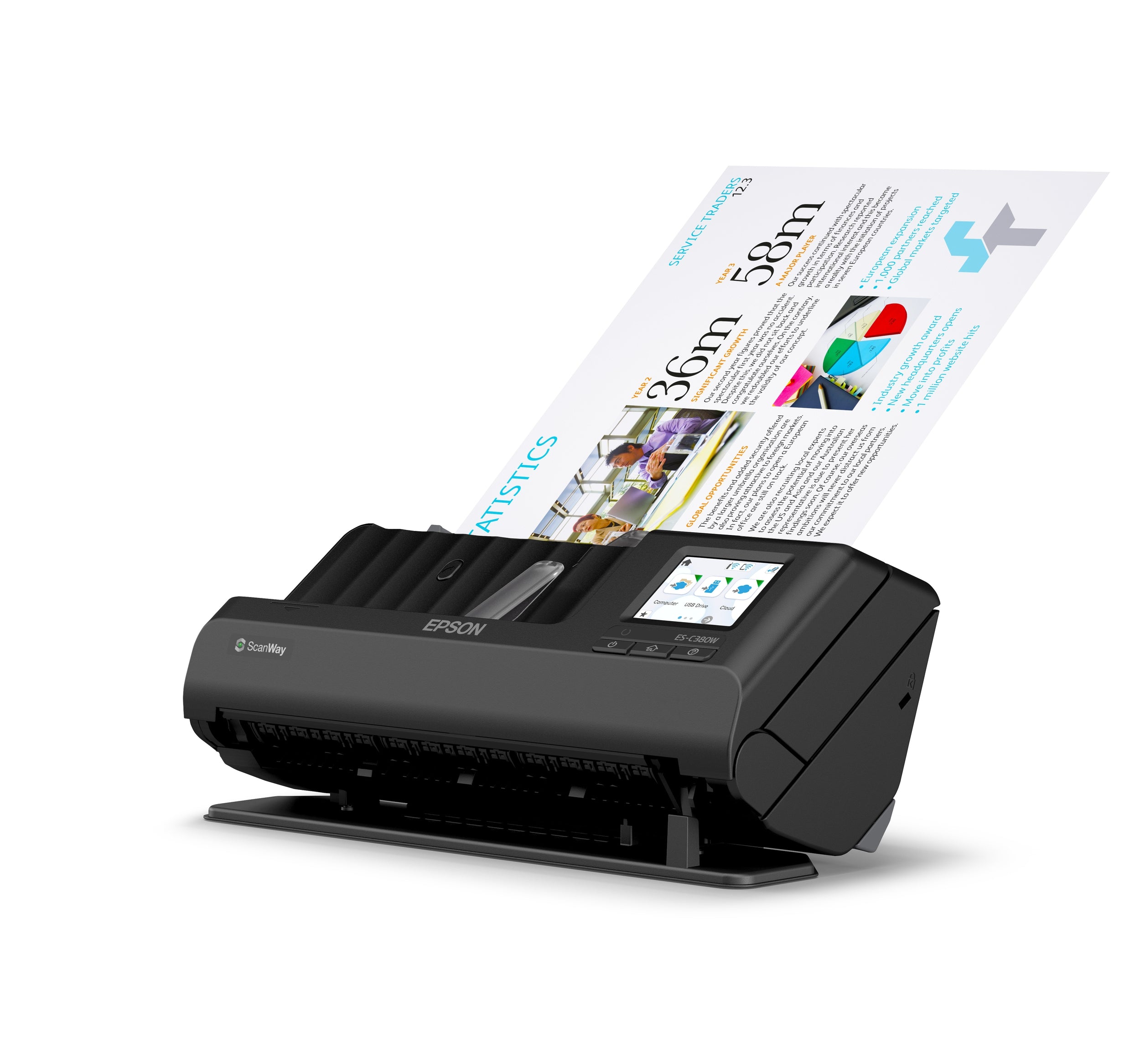 Escaner Epson Workforce Es-C380W, 30 Ppm / 60Ipm, 600D Pi,1200 Dpi, Led Rgb, Usb, Wifi