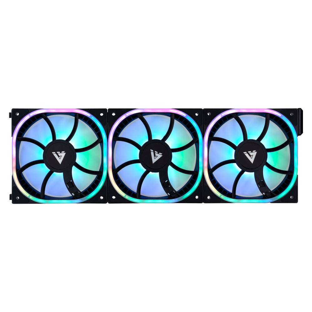 Kit Ventiladores Game Factor Fkg500 Modulares 3 Fans 120Mm 58 Cfm Rgb Control Remoto Negro