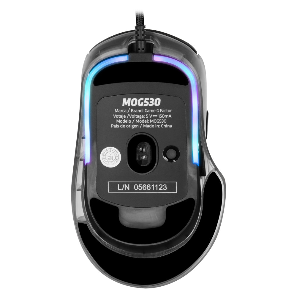 Mouse Gaming Game Factor Mog530-Bk Carcasas Intercambiables Pixart 3327 12000 Dpi Rgb Usb Negro