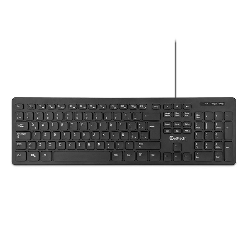 Teclado Slim Getttech Negro Español Usb Con Reposamanos (Ggk-Esmwr-01)