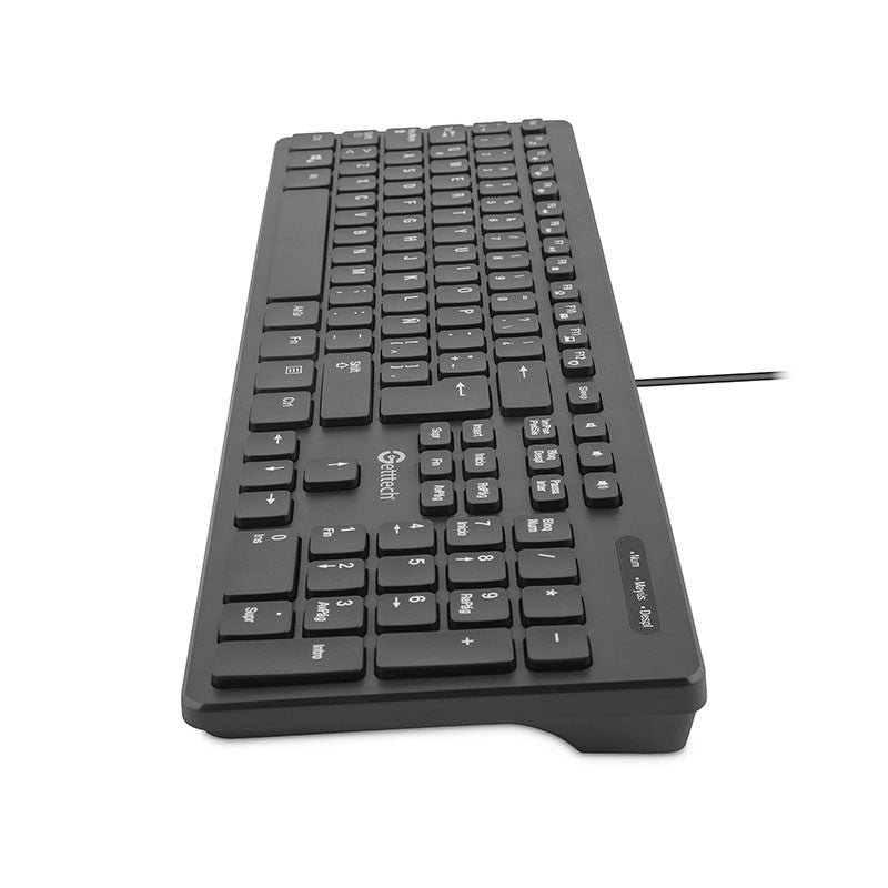 Teclado Slim Getttech Negro Español Usb Con Reposamanos (Ggk-Esmwr-01)