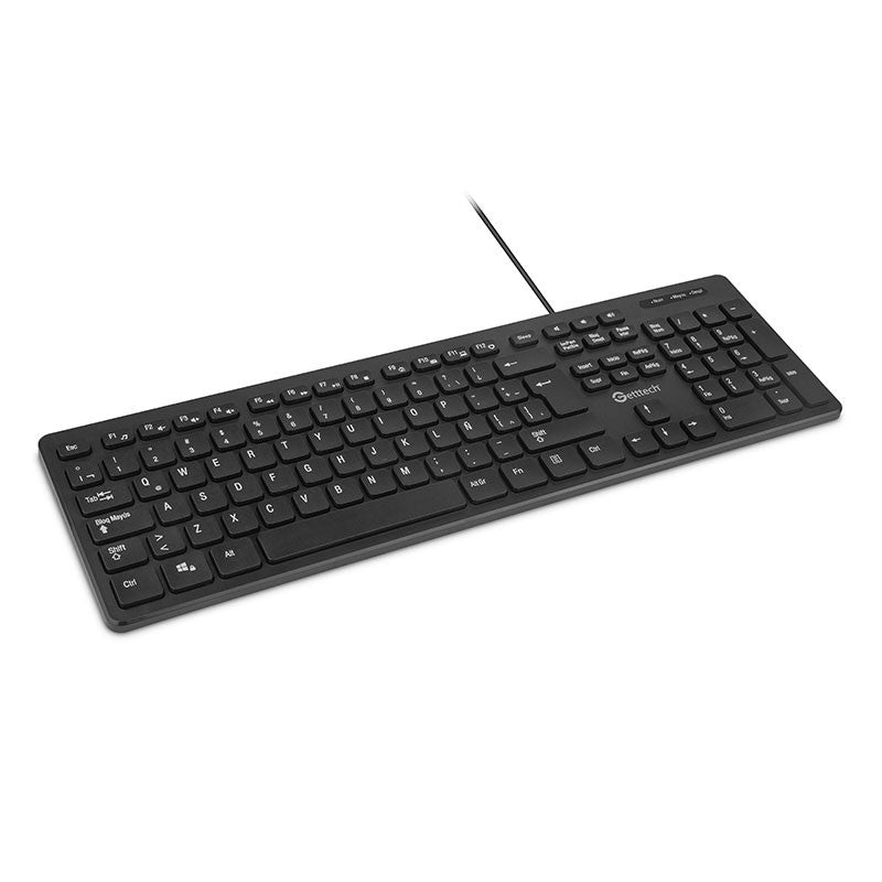 Teclado Slim Getttech Negro Español Usb Con Reposamanos (Ggk-Esmwr-01)