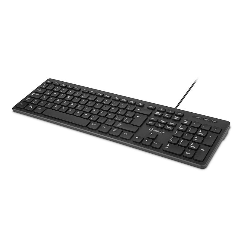 Teclado Slim Getttech Negro Español Usb Con Reposamanos (Ggk-Esmwr-01)