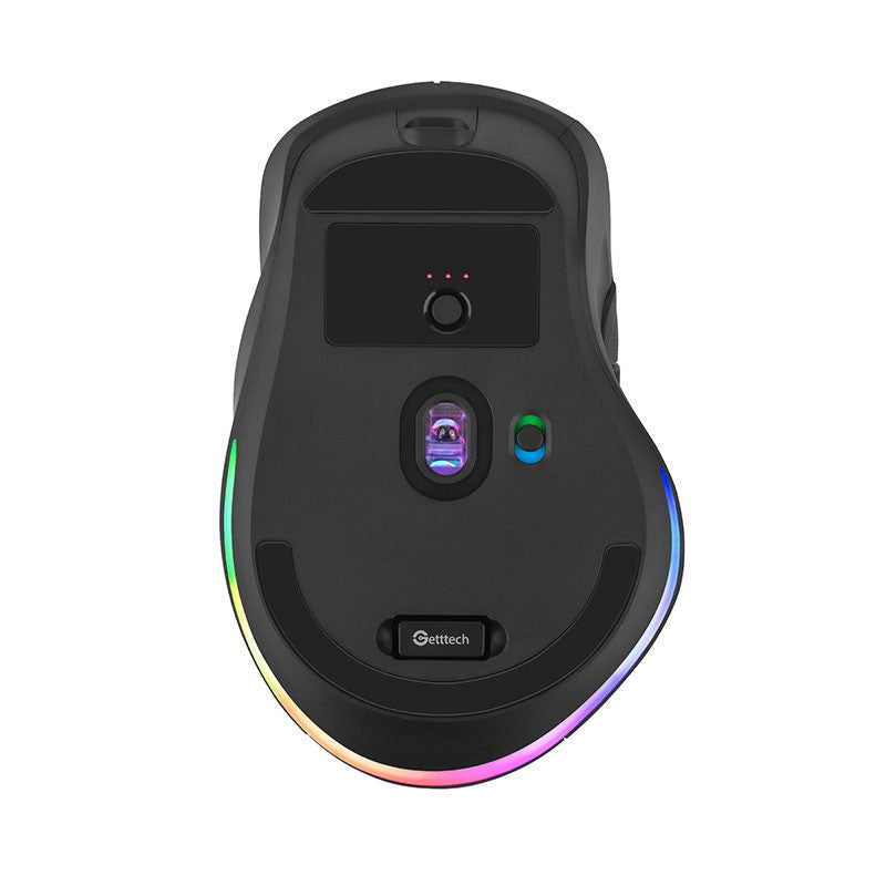 Mouse Gamer Getttech Inalambrico/Cableado Rgb 6400 Dpi Ergonomico 1000Hz 7 Botones Ggm-Rgbtr-01