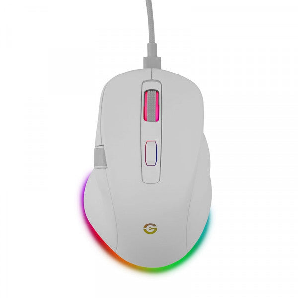 Mouse Gamer Getttech Inalambrico/Cableado Blanco Rgb 6400 Dpi Ergonomico 1000Hz 7 Botones (Ggm-Rgbtr-01-Wh)