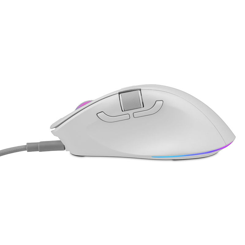 Mouse Gamer Getttech Inalambrico/Cableado Blanco Rgb 6400 Dpi Ergonomico 1000Hz 7 Botones (Ggm-Rgbtr-01-Wh)