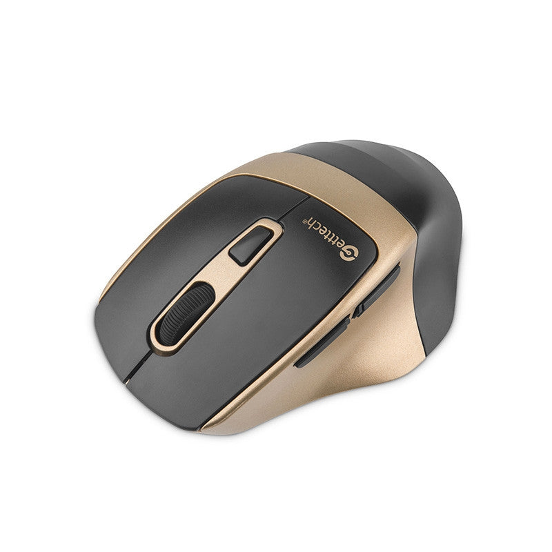 Mouse Getttech Inalambrico Silencioso Ergonomico Negro Y Dorado 6 Botones 1600 Dpi 2.4G+Bt Ggm-Stdbw-01-Gd