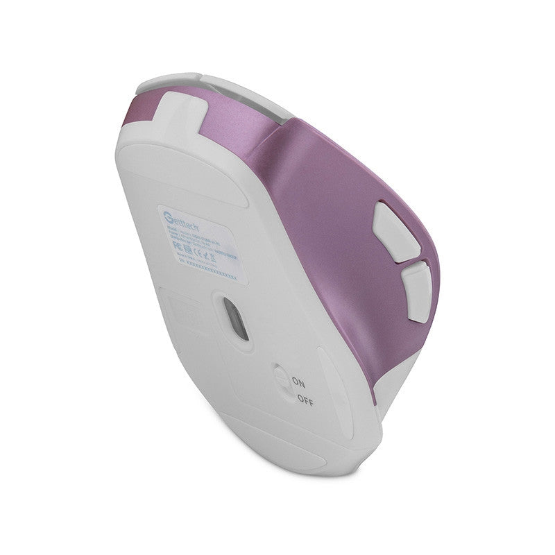 Mouse Getttech Inalambrico Silencioso Ergonomico Blanco Y Rosa  6 Botones 1600 Dpi 2.4G+Bt Ggm-Stdbw-01-Pk