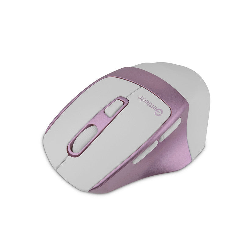 Mouse Getttech Inalambrico Silencioso Ergonomico Blanco Y Rosa  6 Botones 1600 Dpi 2.4G+Bt Ggm-Stdbw-01-Pk