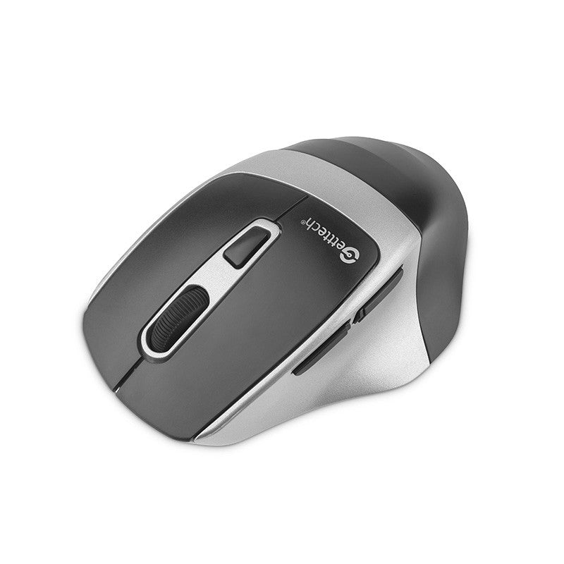 Mouse Getttech Inalambrico Silencioso Ergonomico Negro Y Plateado 6 Botones 1600 Dpi 2.4G+Bt Ggm-Stdbw-01-Sl