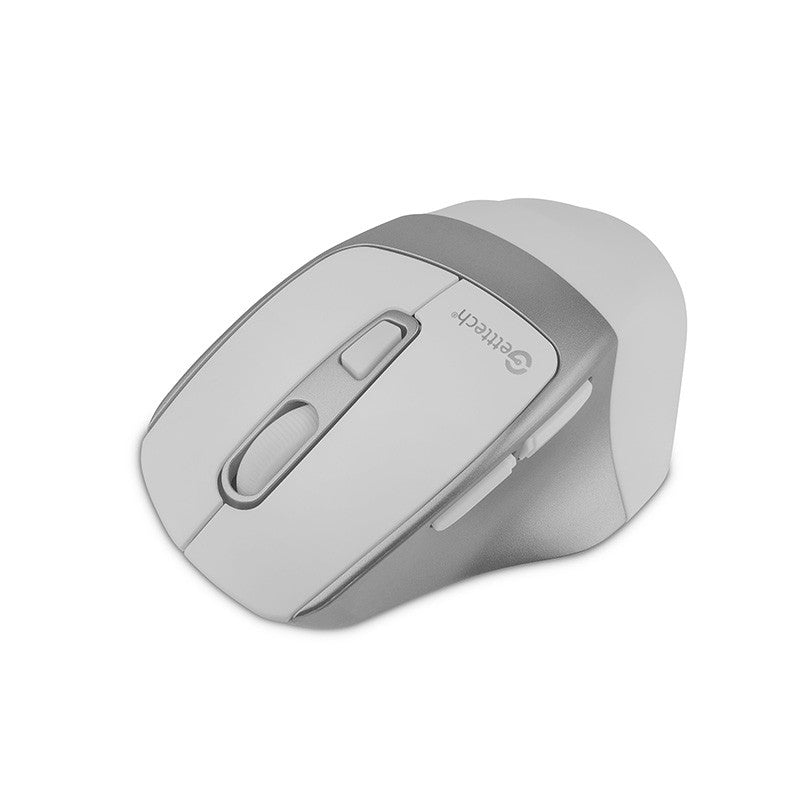 Mouse Getttech Inalambrico Ergonomico Blanco Modo Triple 2.4G+Bt+Cableado 6400 Dpi Rgb Ggm-Stdbw-01-Wh