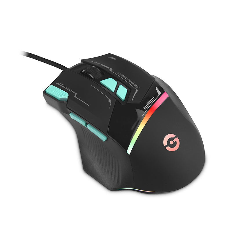 Mouse Getttech Gaming Ergonomico Negro 7200 Dpi 3M Clics 125 Hz Rgb Gpm-Rgbwr-G1-Bk