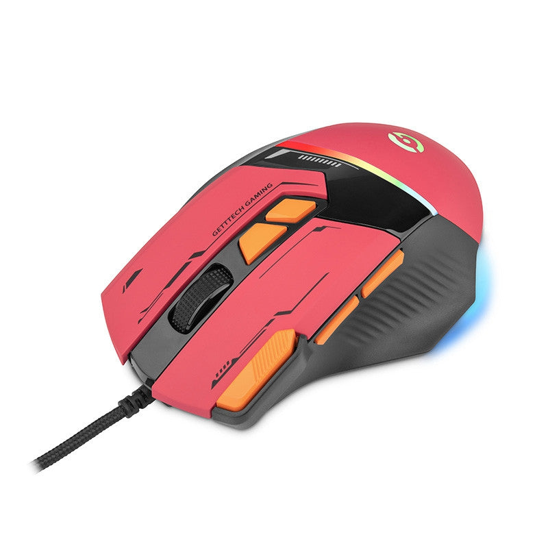 Mouse Getttech Gaming Ergonomico Rojo 7200 Dpi 3M Clics 125 Hz Rgb Gpm-Rgbwr-G1-Rd