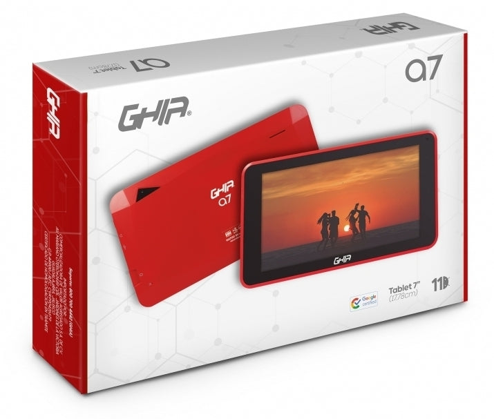 Tablet Ghia A7 Wifi/A133 Quadcore/ 7 Pulg Tn /2Gb Ram/32Gb /2Cam/Wifi/Bluetooth/2100Mah/Android 11 /Roja