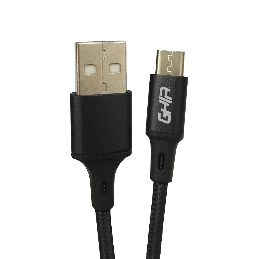 Cable Micro Usb Ghia Nylon Color Negro De 1M