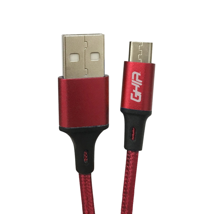 Cable Micro Usb Ghia Nylon Color Rojo De 1M