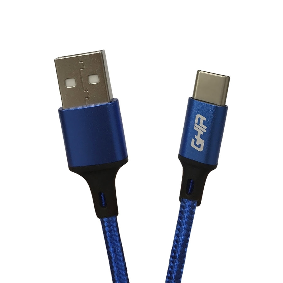 Cable Usb Tipo C Ghia Nylon Color Azul De 1M