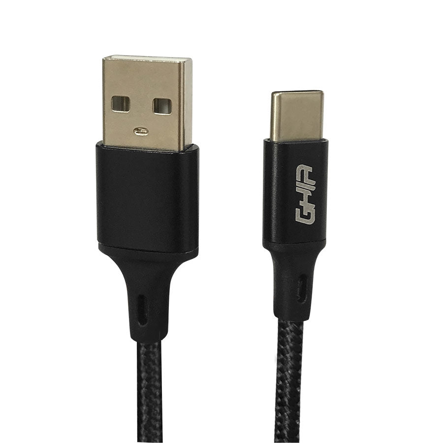 Cable Usb Tipo C Ghia Nylon Color Negro De 1M