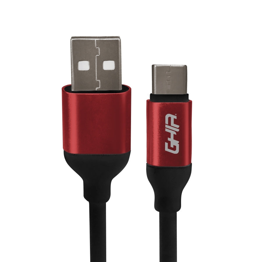 Cable Usb Tipo C Ghia 1M Color Negro/Rojo