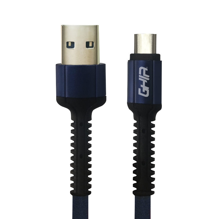 Cable Usb Tipo C Ghia Nylon 1M Color Azul