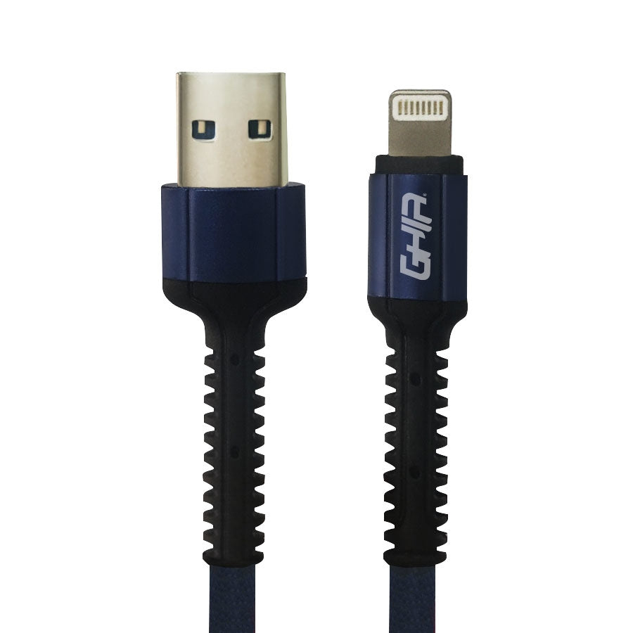 Cable Usb Tipo Lightning Ghia Nylon Color Azul 1M