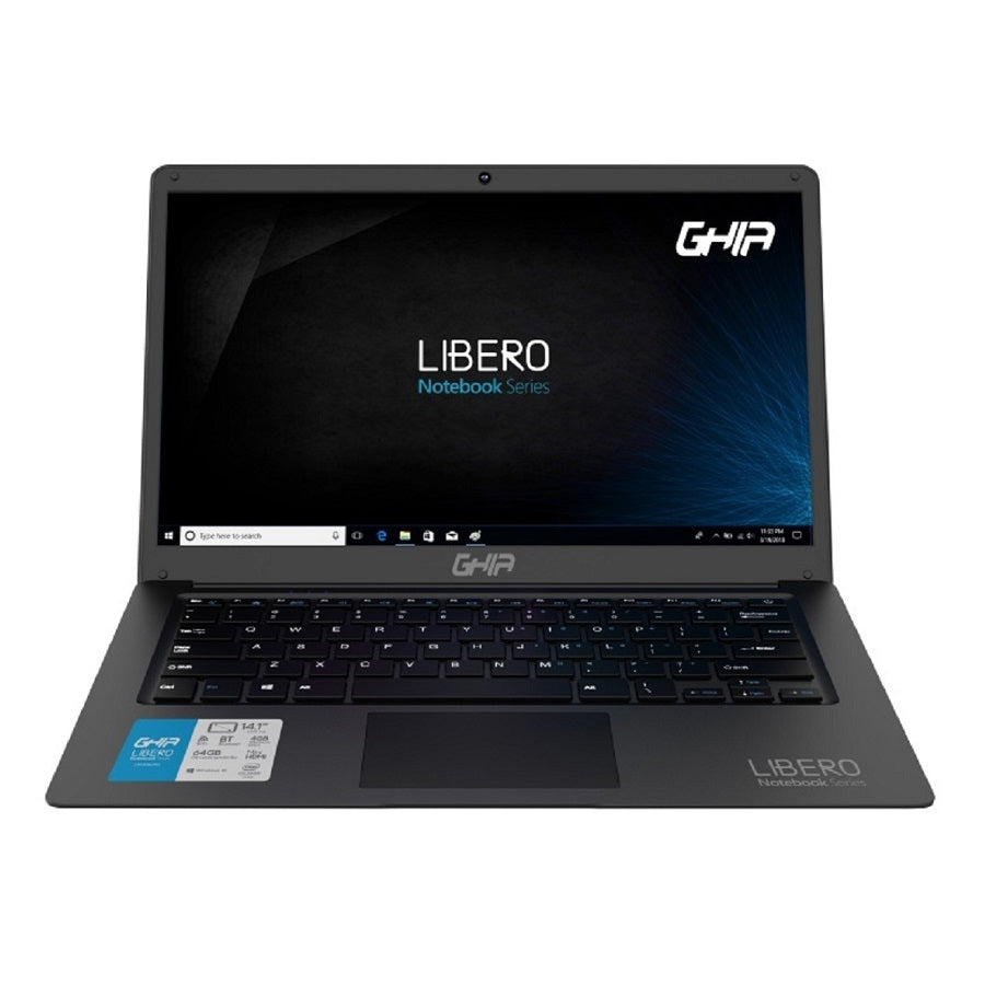 Portatil Ghia Libero 13.9Pulg Plastic Negra/Celeron N3350/ 4Gb/64Gb/Slot Hdd 2.5/Hdmi/Wifi/ Bt/ W10Pro