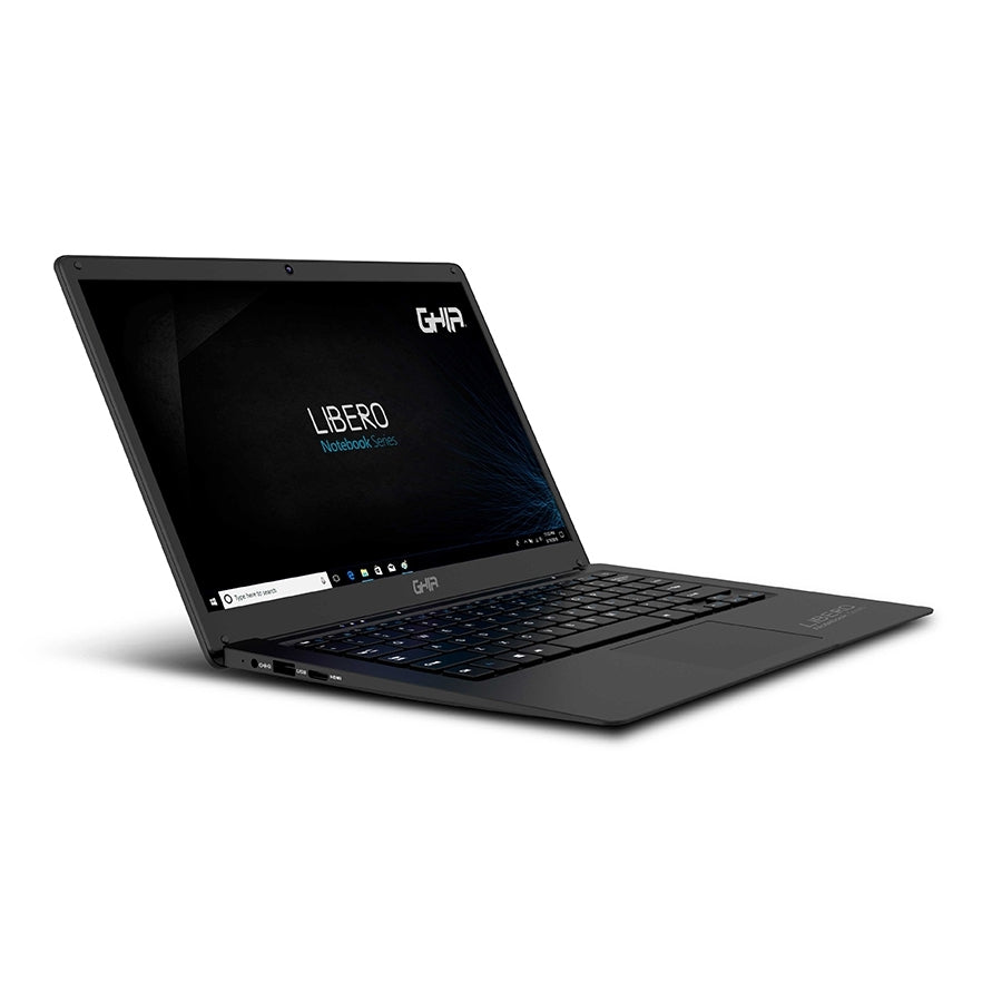 Portatil Ghia Libero 13.9Pulg Plastic Negra/Celeron N3350/ 4Gb/64Gb/Slot Hdd 2.5/Hdmi/Wifi/ Bt/ W10Pro