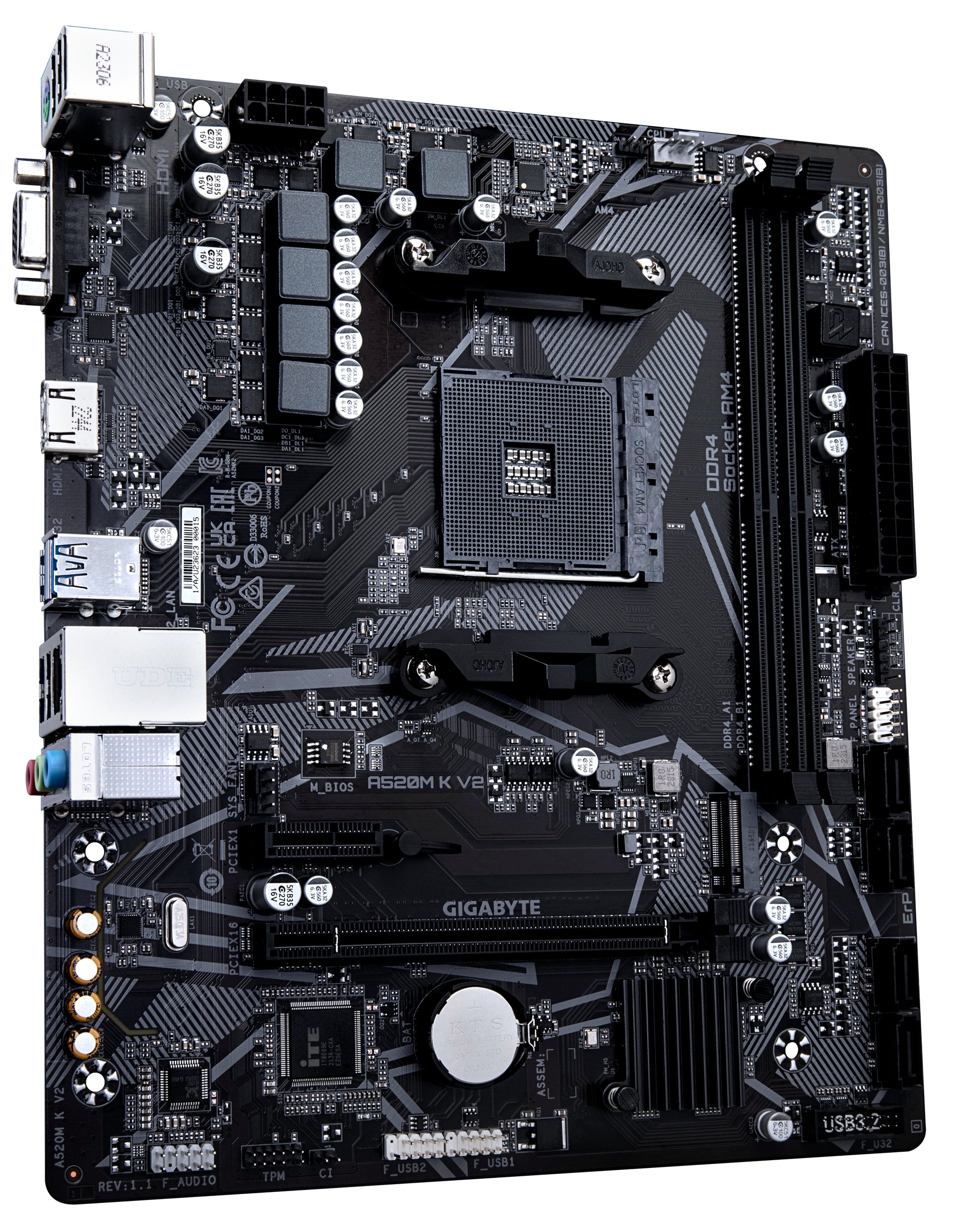 Mb Gigabyte A520 Amd S-Am4 3A Gen/2Xddr4 3200/Hdmi/Dvi/Vga/4Xusb 3.2/M.2/Micro Atx/Gama Basica