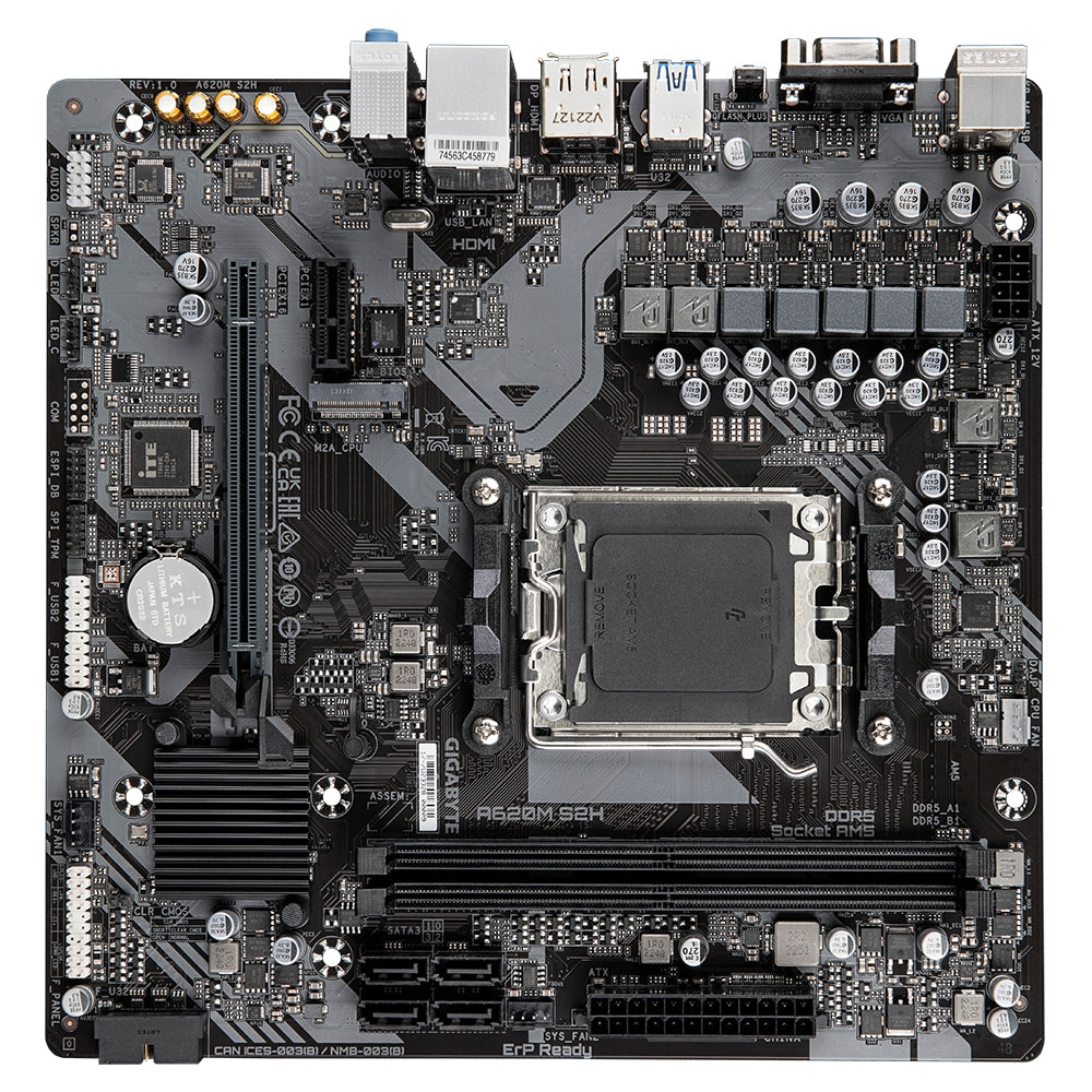 Mb Gigabyte A620 Amd S-Am5 /2Xddr5 6400/Hdmi/Pcie 4.0/4Xusb 3.2/M.2/Micro Atx/Gama Basica