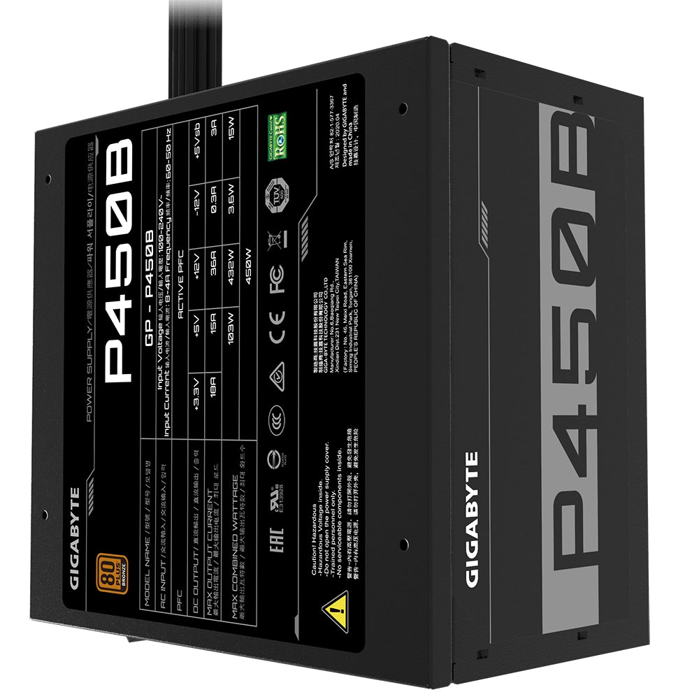 Fuente De Poder Gigabyte 450W /80 Plus Bronze/Negro/Atx/No Modular