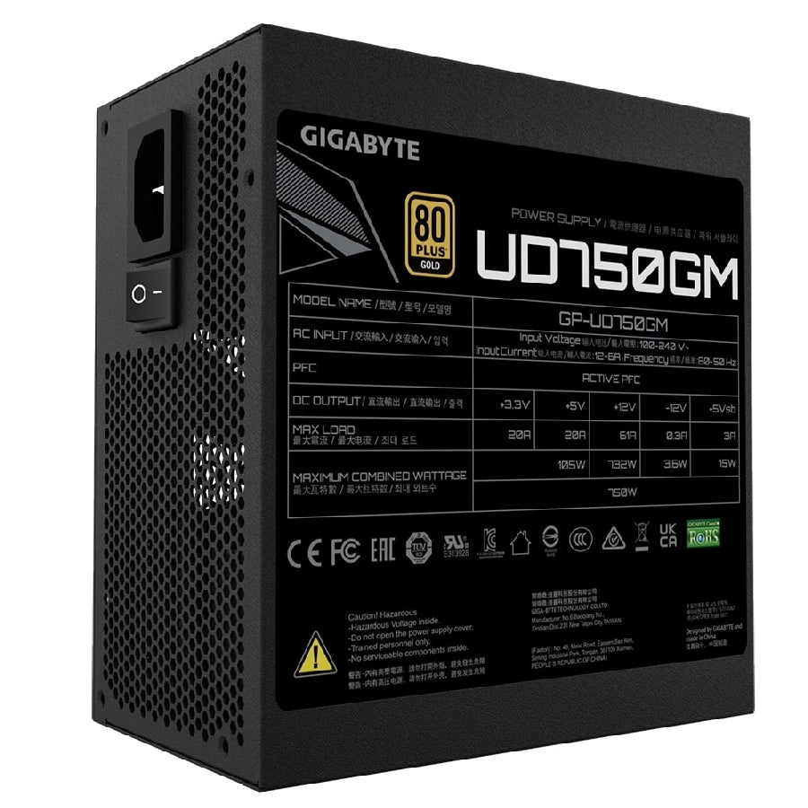 Fuente De Poder Gigabyte 750W/80 Plus Oro /Negro/Atx/Modular