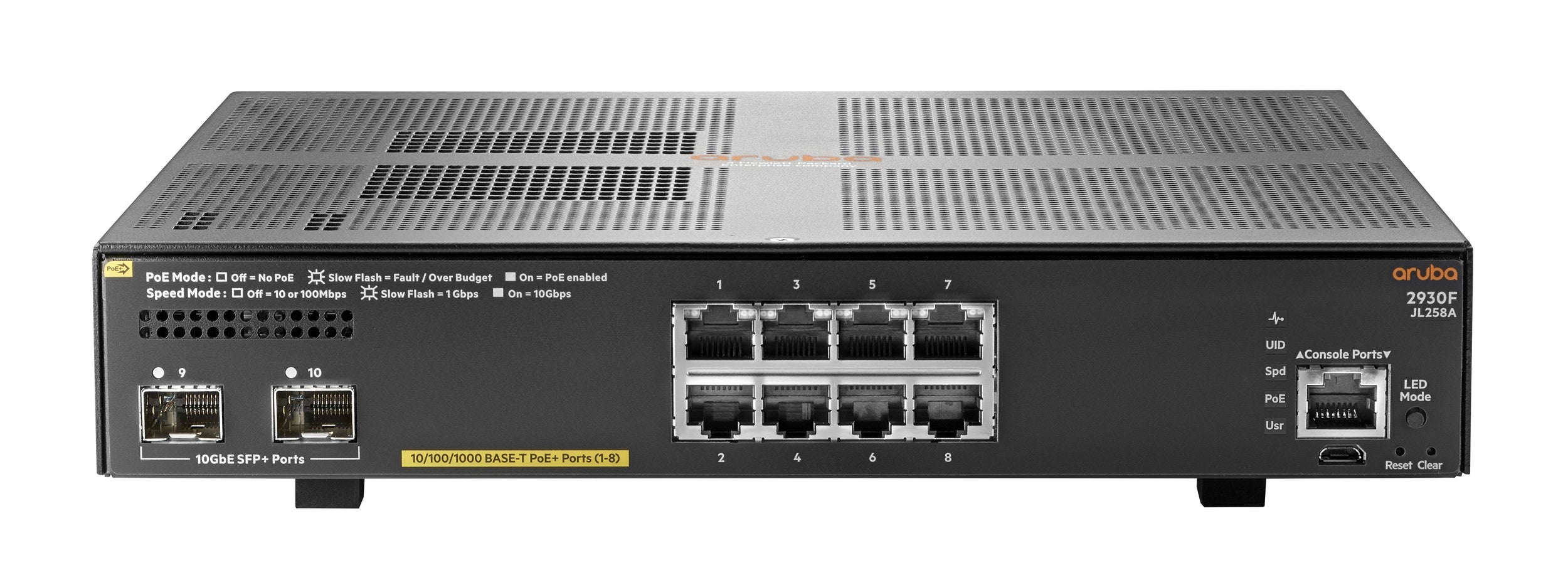 Switch Aruba Jl258A Gigabit Ethernet 2930F 8G Poe+ 2Sfp+ Puertos 10/100/1000Mbps 56 Gbit/S 32.768 Entradas - Gestionado