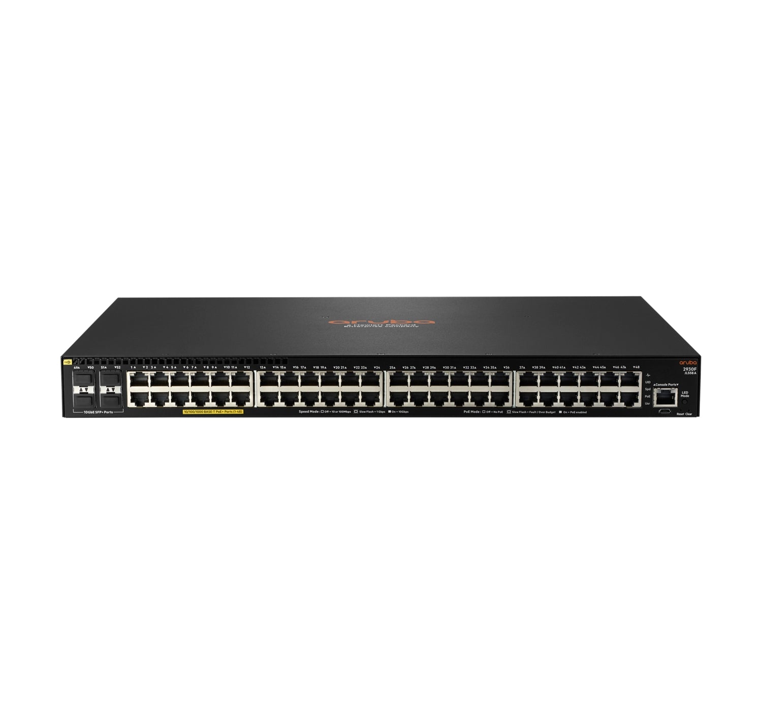 Switch Hp Aruba 2930F 48G Poe 4Sfp, 48 Puertos Rj45 10/100/1000 Poe 740W Y 4 Sfp 1/10G Administrable Capa 3 Rip, Ospf, Acls, Qos