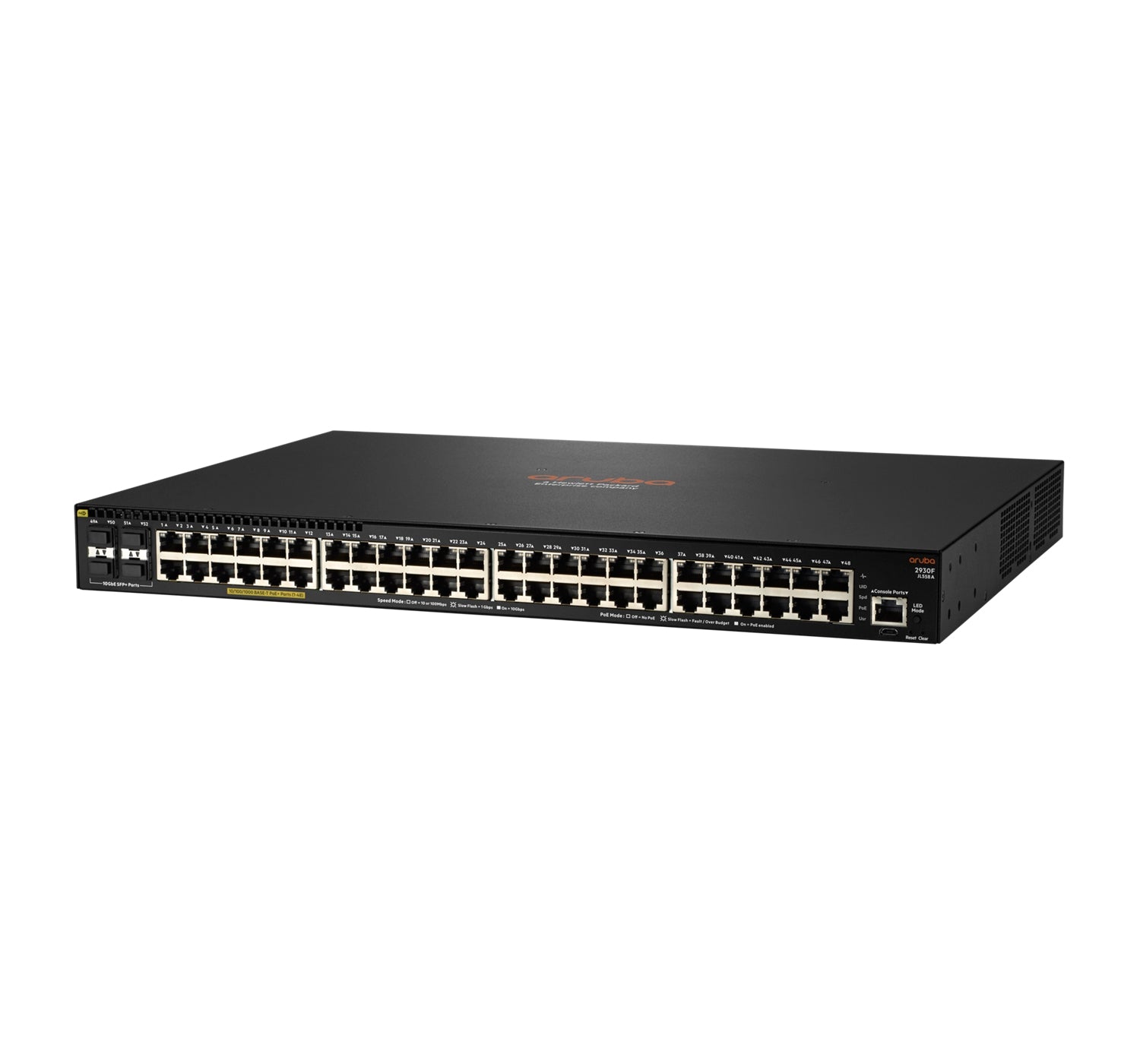 Switch Hp Aruba 2930F 48G Poe 4Sfp, 48 Puertos Rj45 10/100/1000 Poe 740W Y 4 Sfp 1/10G Administrable Capa 3 Rip, Ospf, Acls, Qos