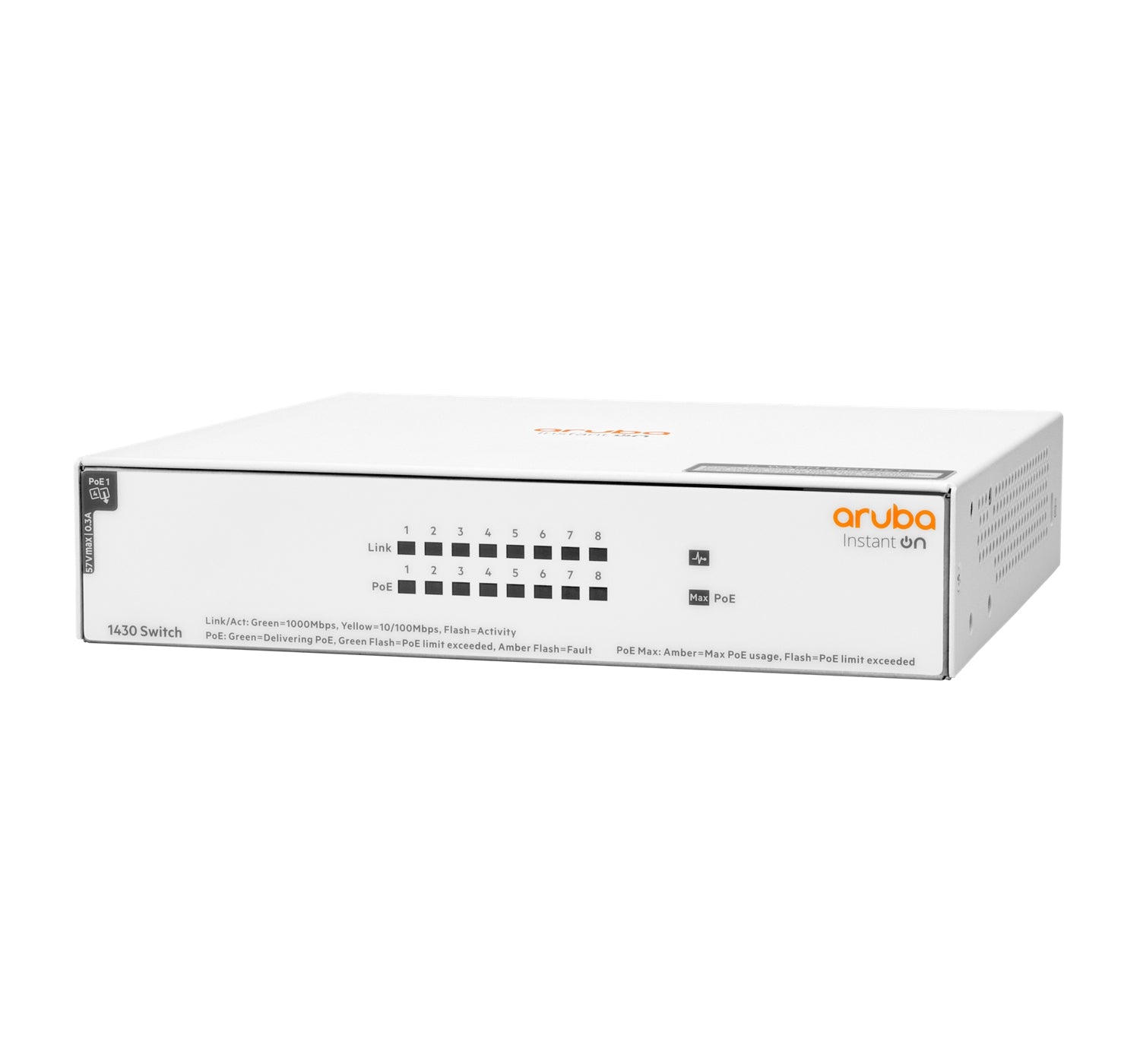 Switch Hpe Aruba R8R46A Instant On 1430 Con 8 Puertos Poe Clase 4 Rj45 10/100/1000 Mbps No Administrable