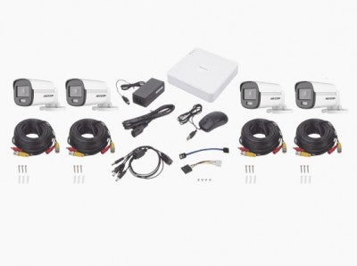 Kit Turbohd Hikvision Hk-1080-Cv 1080P / Dvr 4 Canales Cámaras Bala Colorvu Fuente De Poder Accesorios Instalación