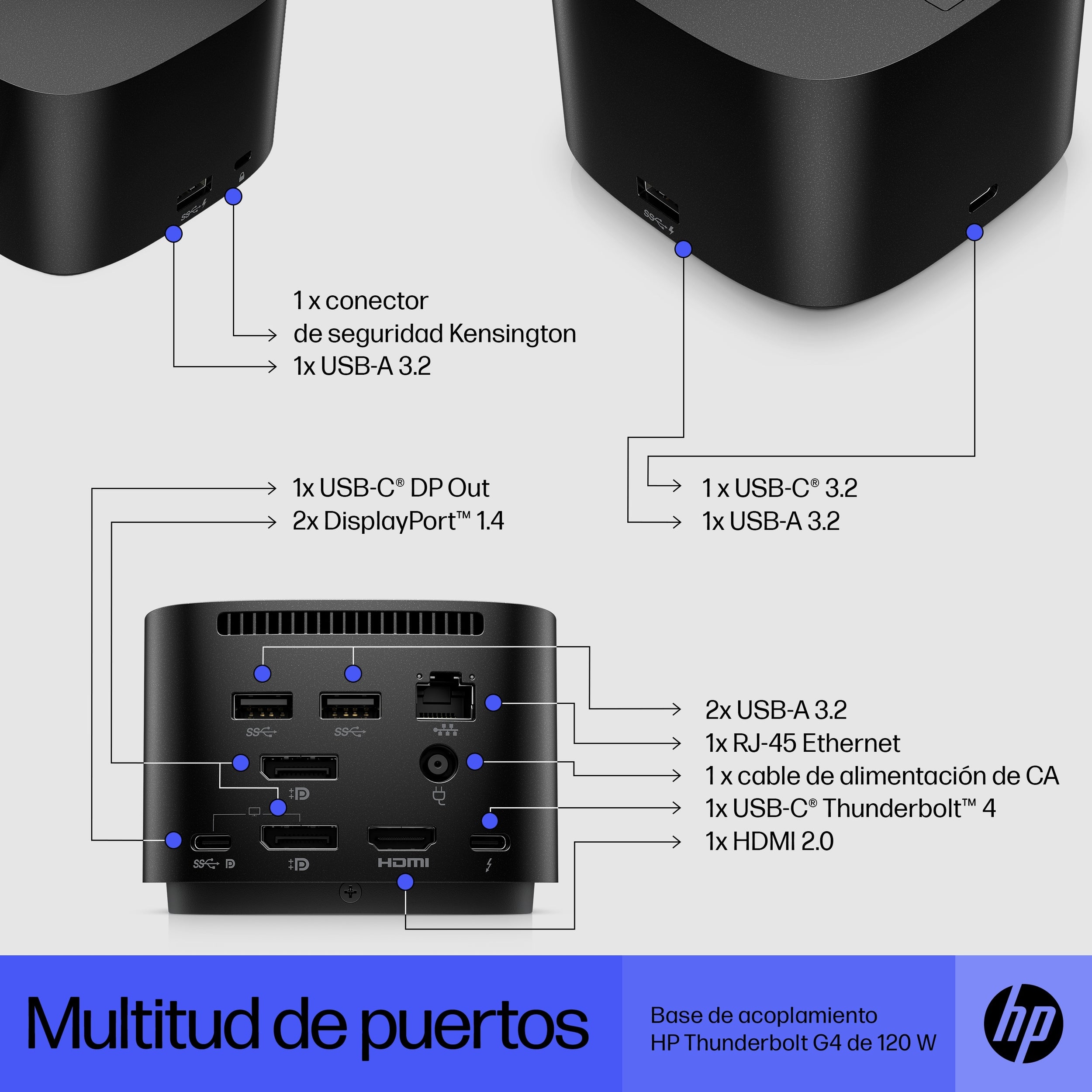 Docking Hp Thunderbolt 120W G4/ 1 Usb-C/ 1 Kensington Lock / 2 X Usb 3.2/1 Hdmi /2 Displayport /1 Rj-45