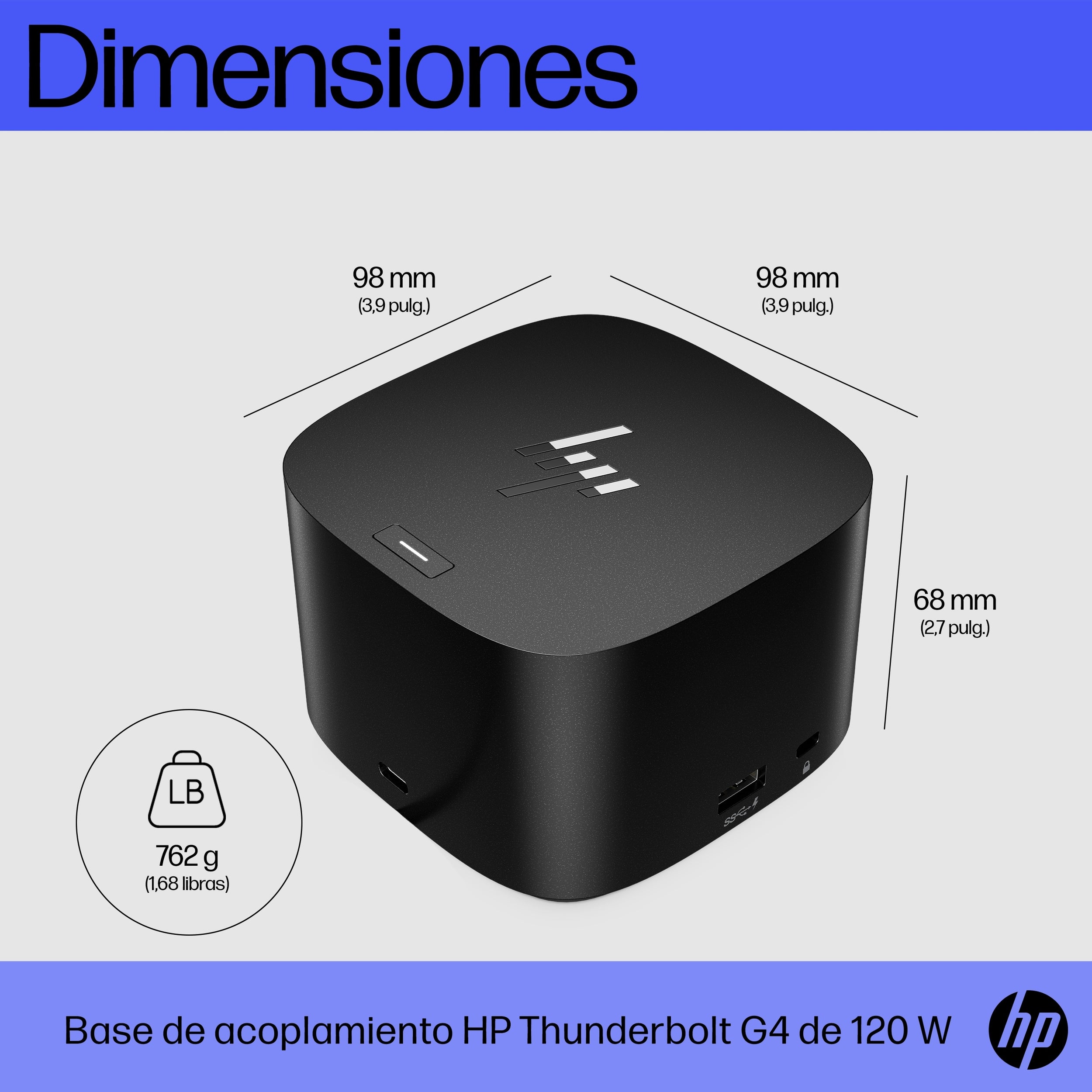 Docking Hp Thunderbolt 120W G4/ 1 Usb-C/ 1 Kensington Lock / 2 X Usb 3.2/1 Hdmi /2 Displayport /1 Rj-45