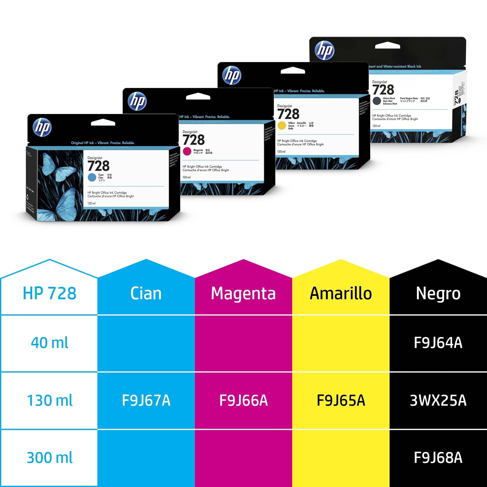 Hp 728 Negro 130Ml Tinta Amplio Formato 3Wx25A