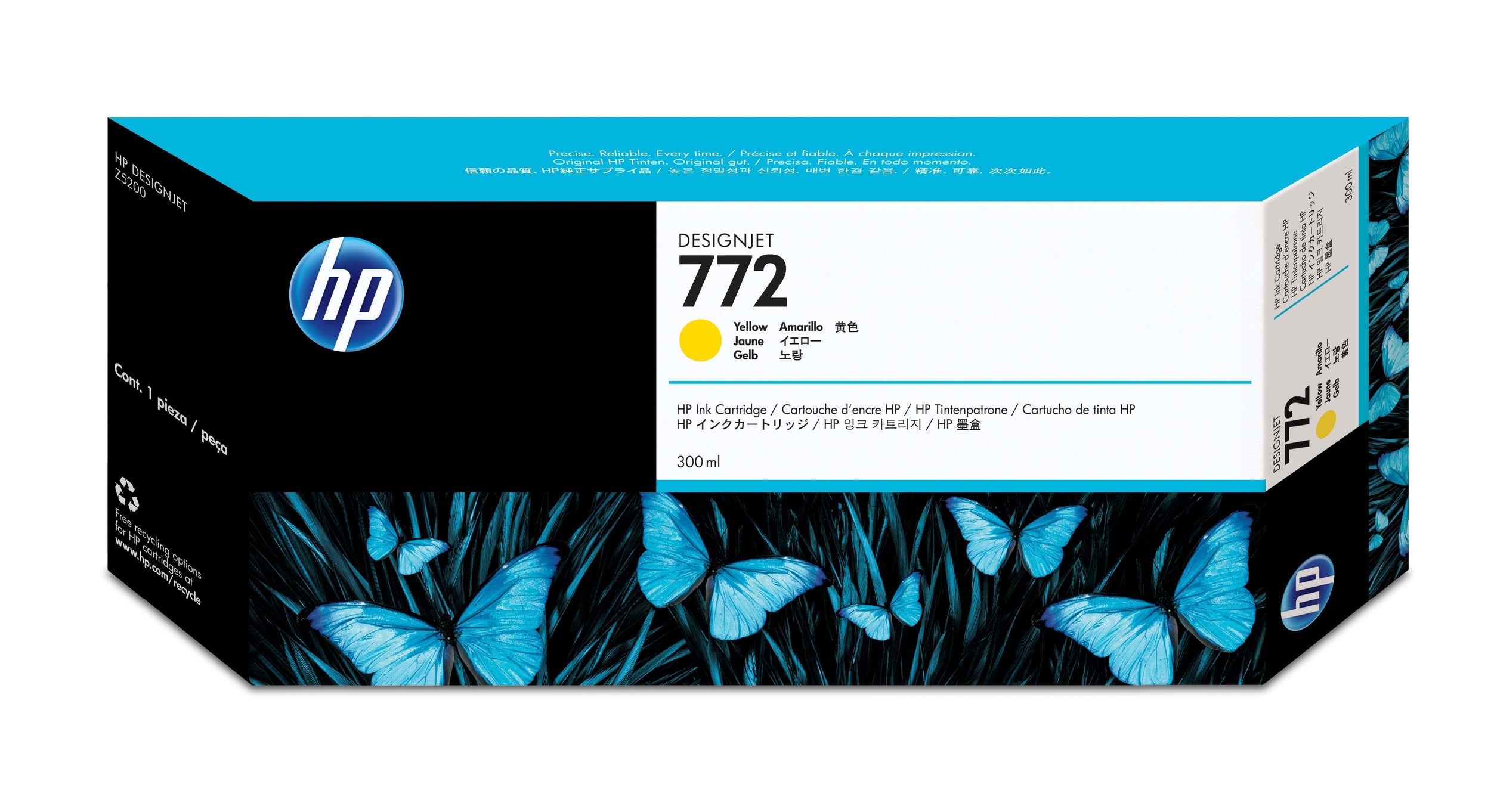 Hp 772 Amarillo 300Ml Tinta Amplio Formato Cn630A