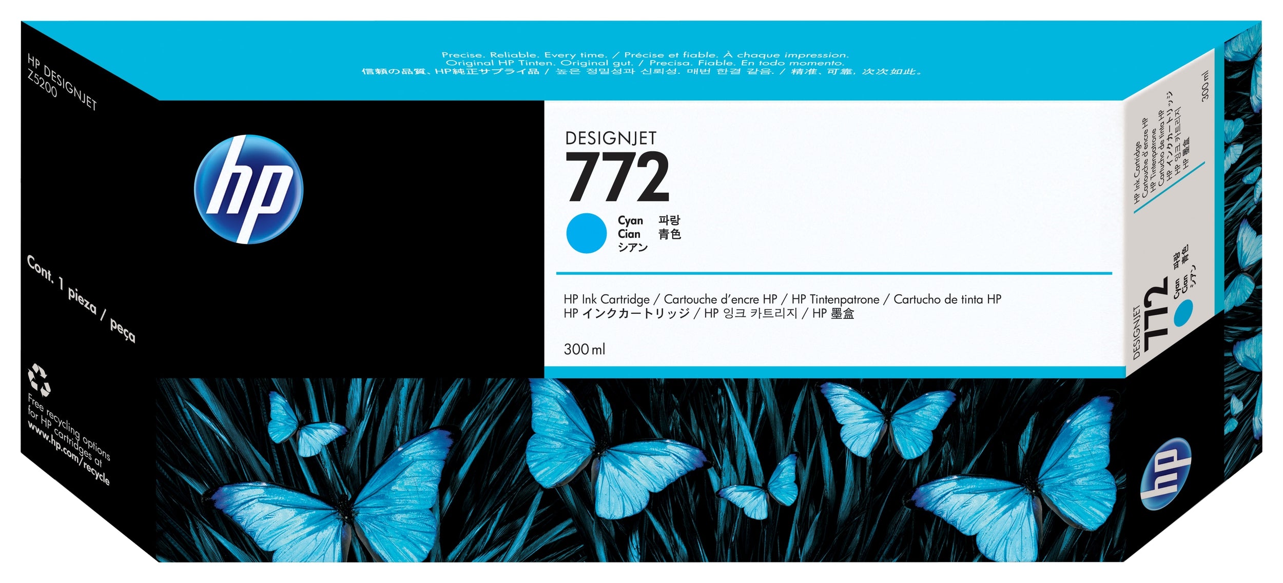 Hp 772 Cyan 300Ml Tinta Amplio Formato Cn636A