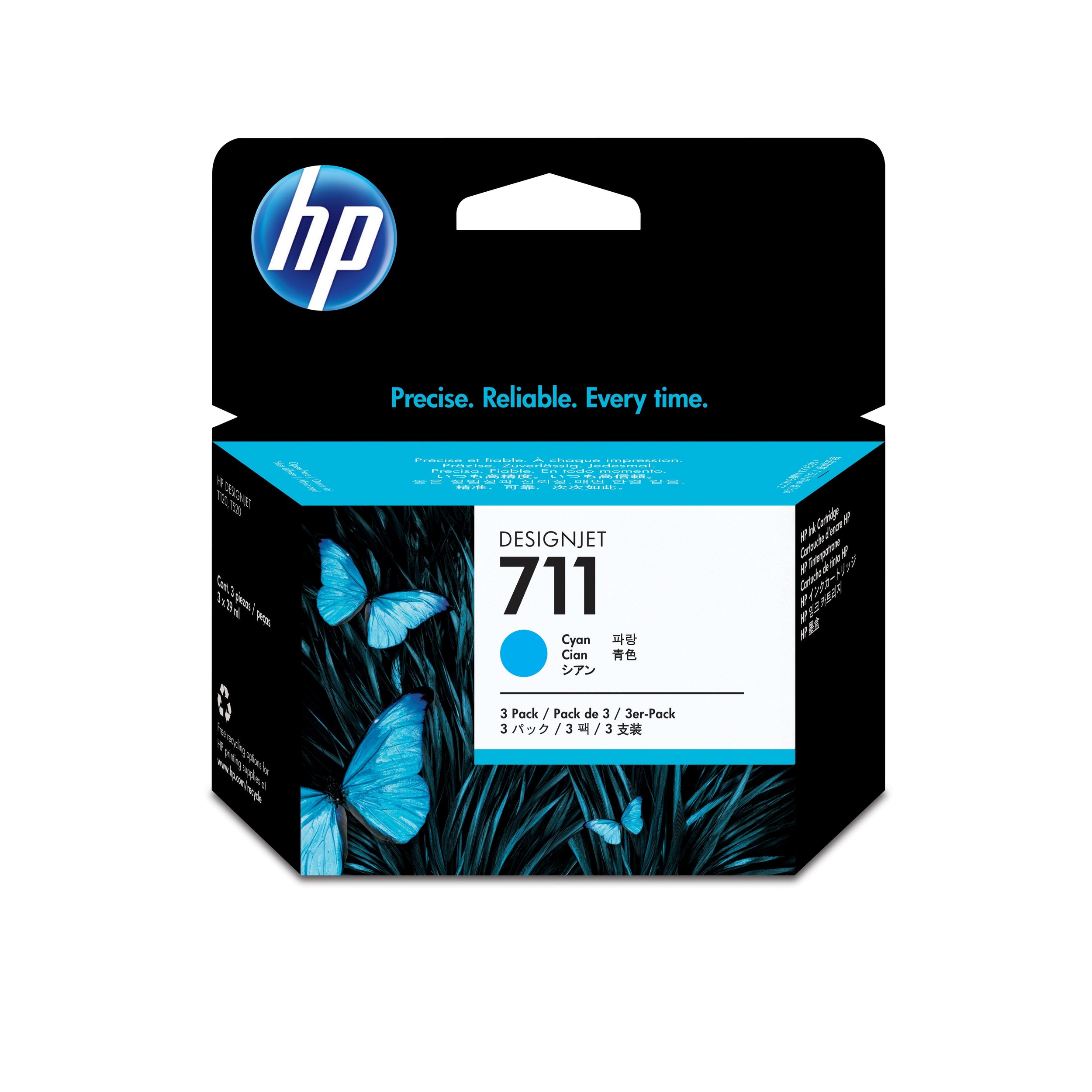 Hp 711 Cyan 3-Pack 29Ml Tinta Amplio Formato Cz134A