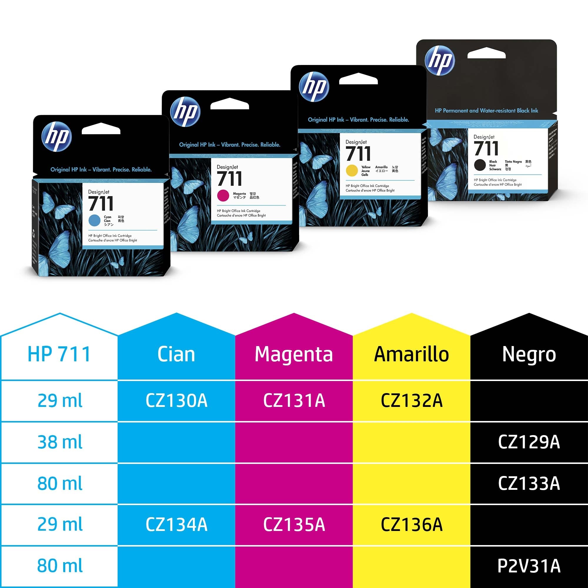 Hp 711 Cyan 3-Pack 29Ml Tinta Amplio Formato Cz134A