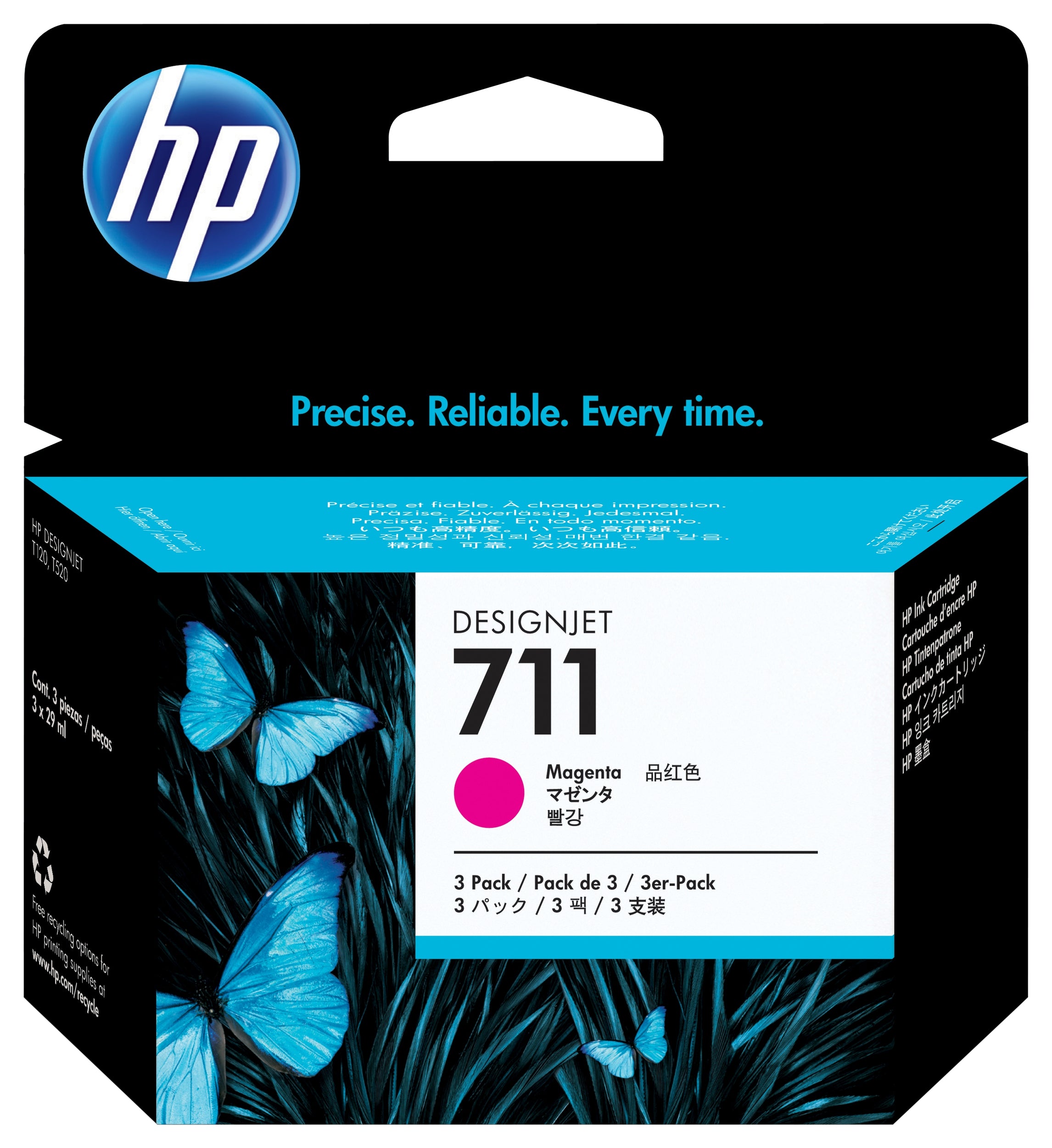 Hp 711 Magenta 3-Pack 29Ml Tinta Amplio Formato Cz135A