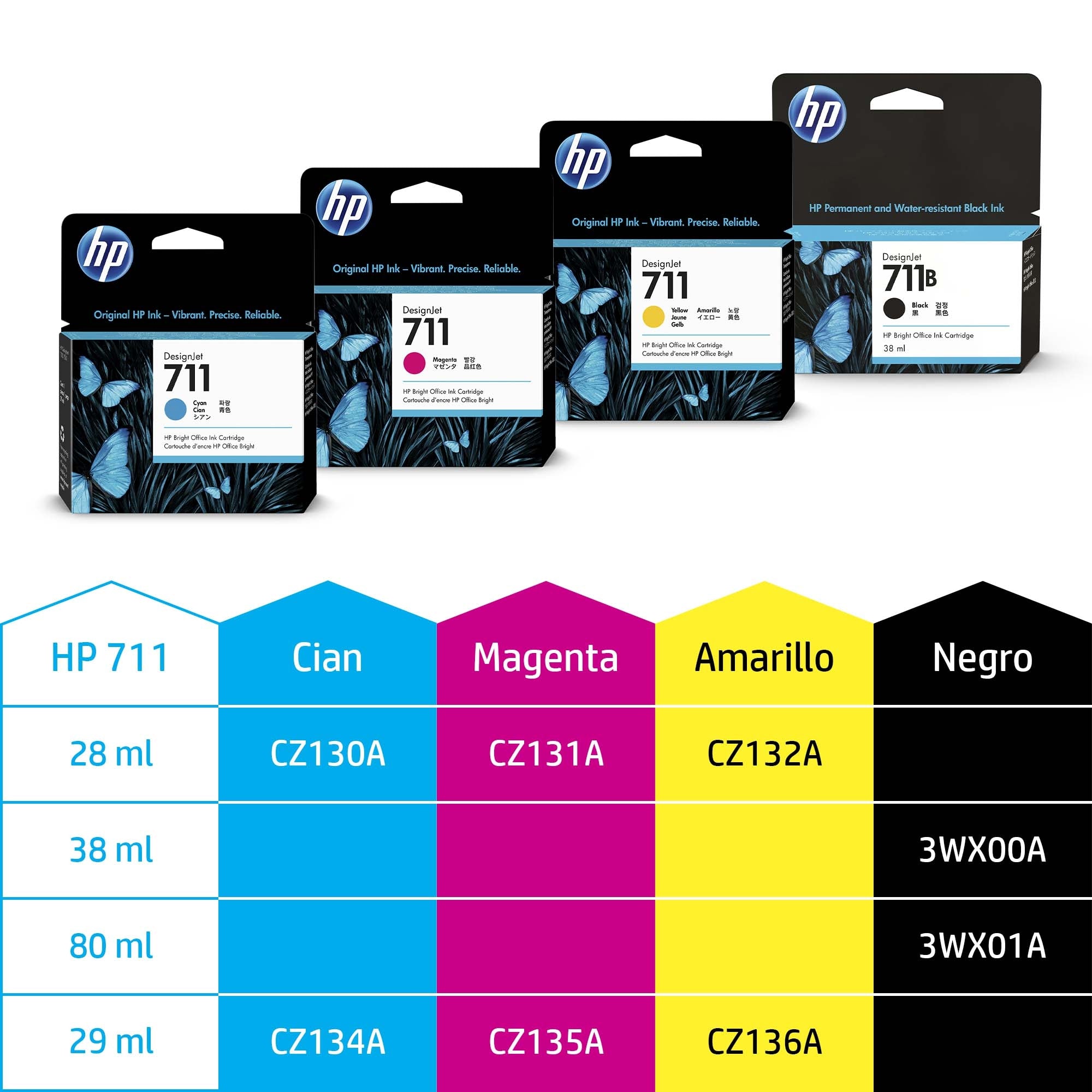 Hp 711 Magenta 3-Pack 29Ml Tinta Amplio Formato Cz135A