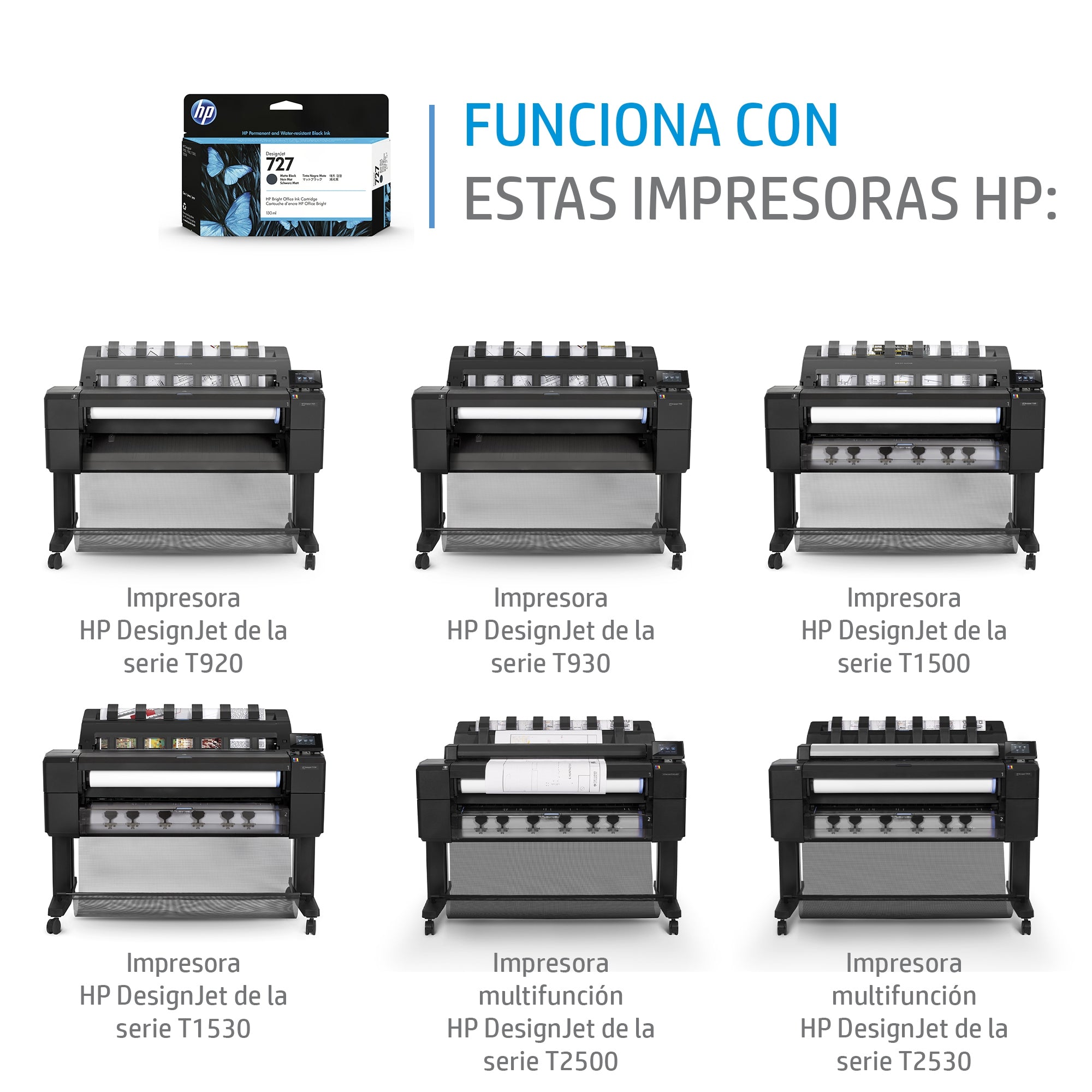 Hp 727 Gris 300Ml Tinta Amplio Formato F9J80A