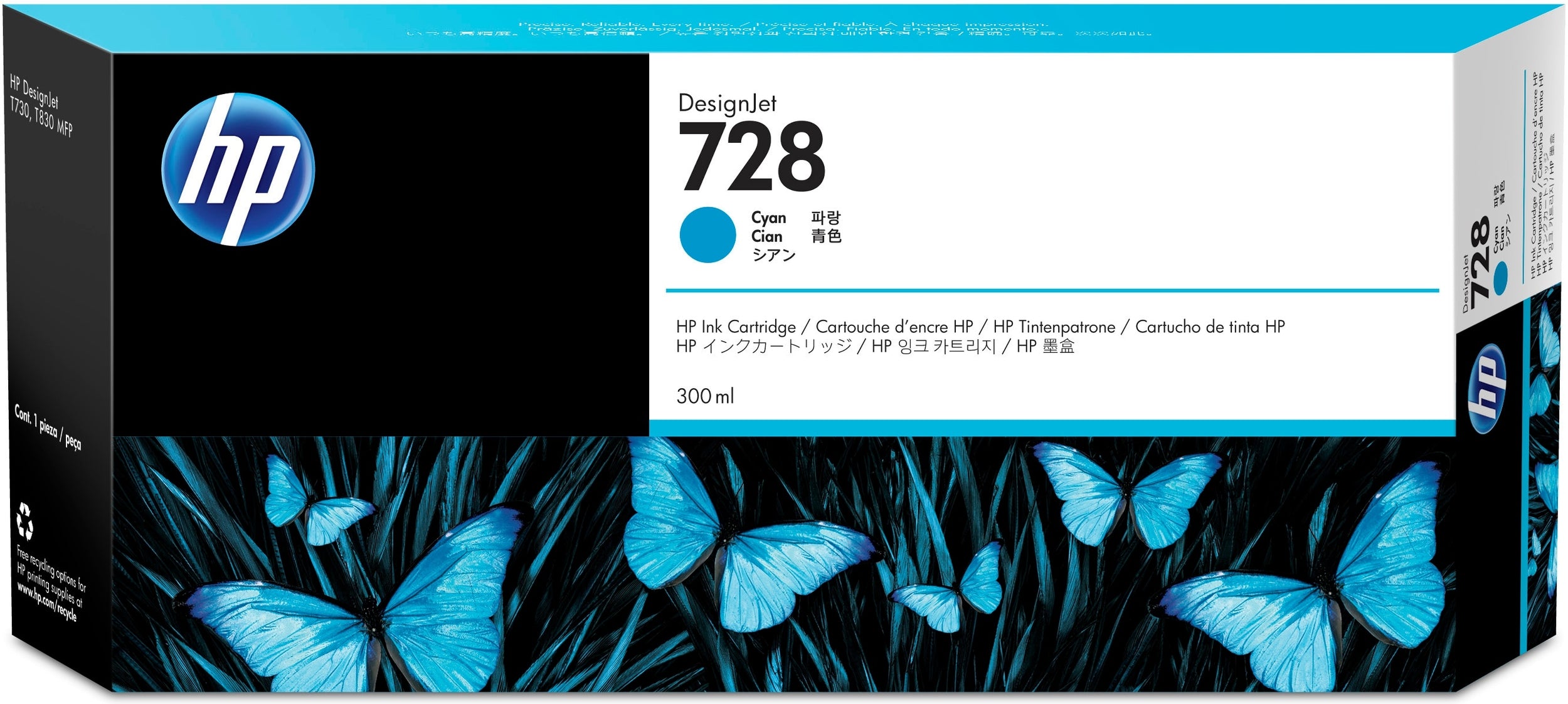 Hp 728 Cyan 300Ml Tinta Amplio Formato F9K17A